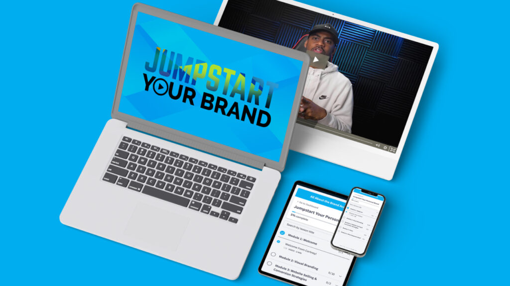 collage of devices for Jumpstart Your Brand online course